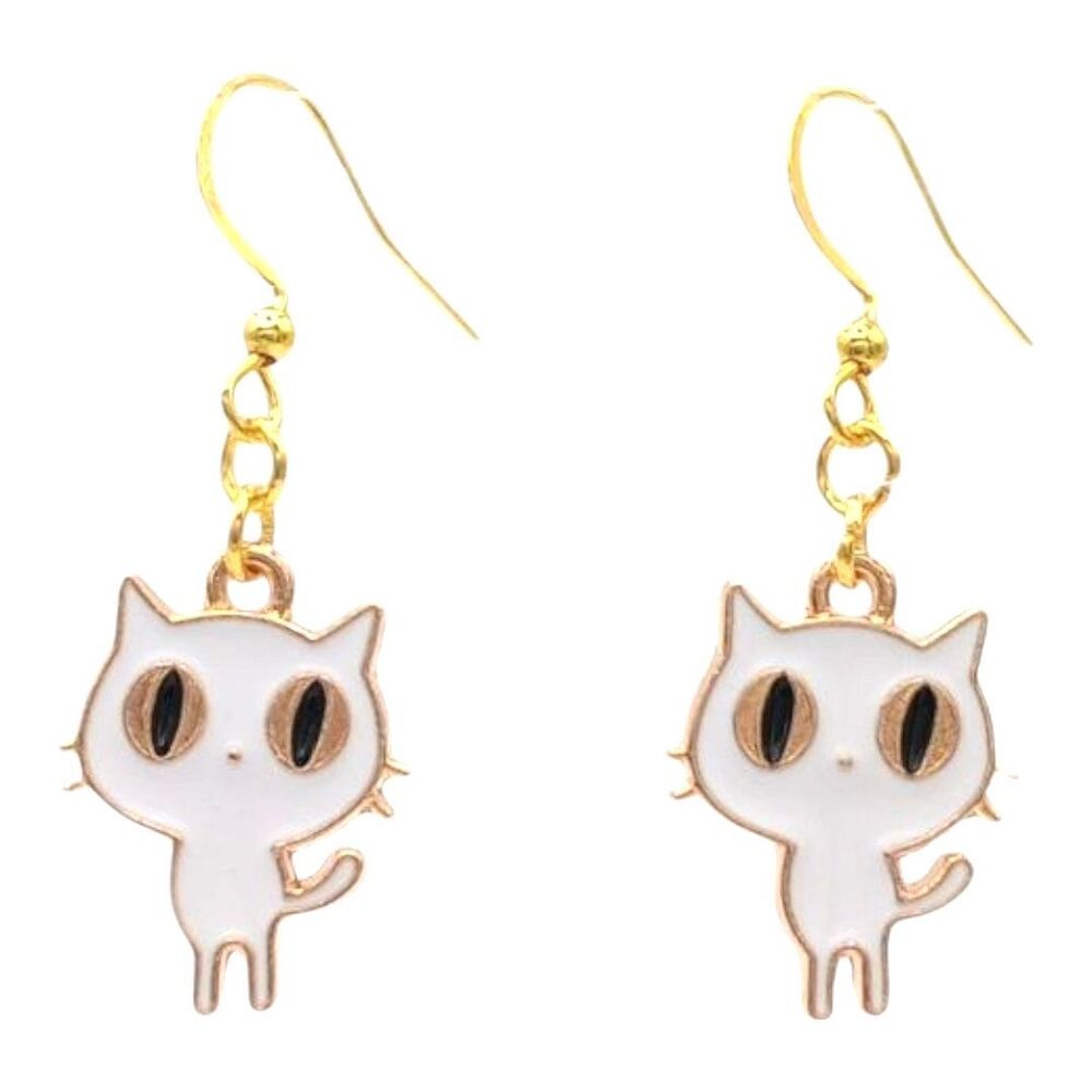 White Cat Earrings Fashion Jewelry Dangle Animal